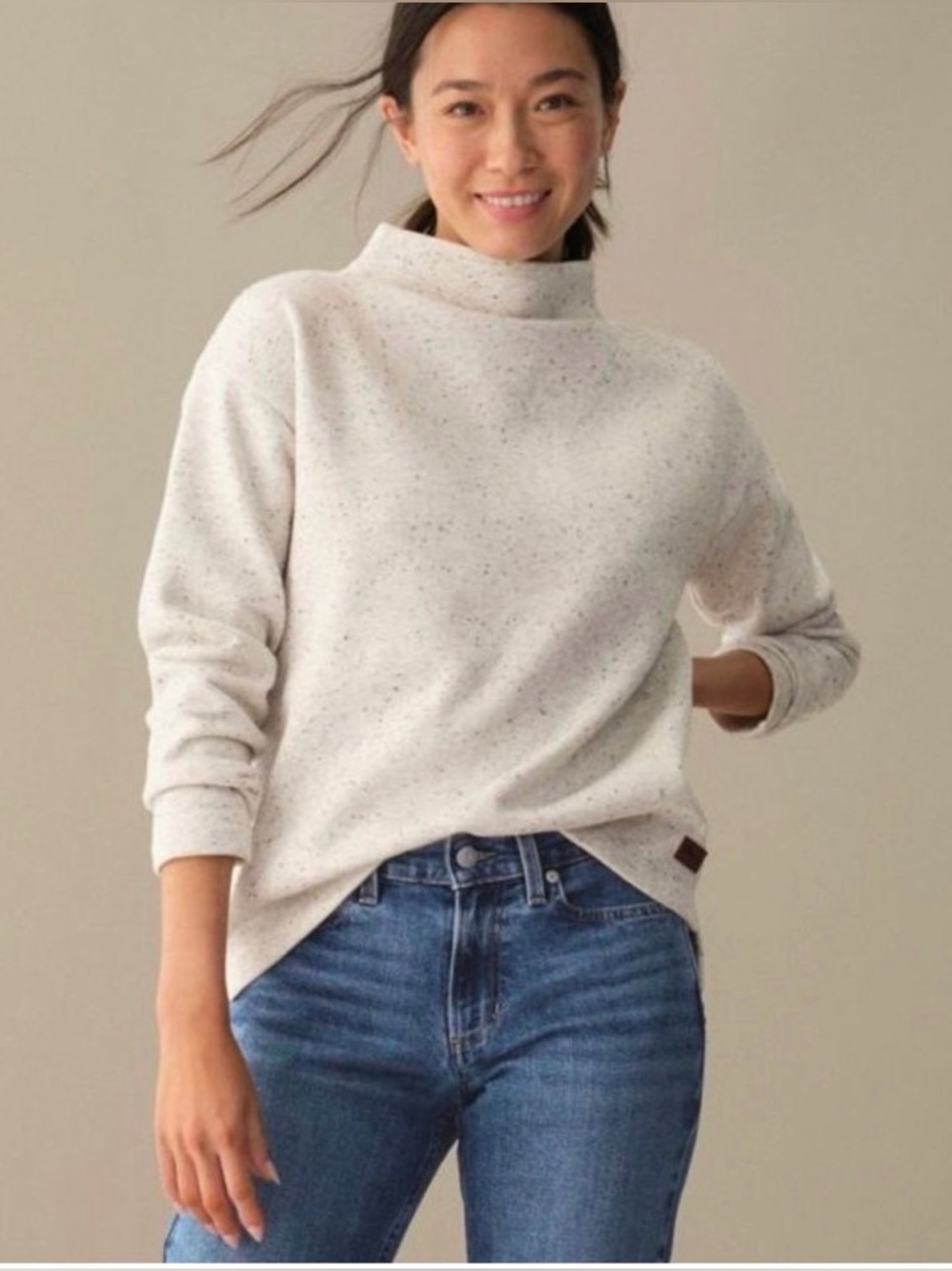 LL Bean Women's Double L Soft Donegal Sweatshirt, Funnelneck—Medium